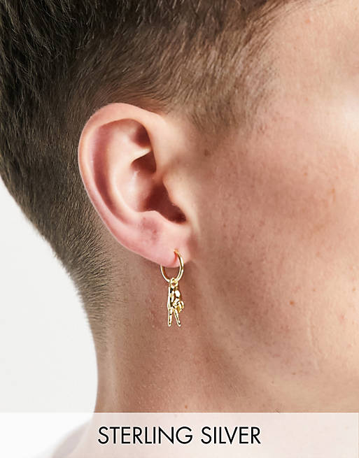 Serge DeNimes sterling silver peace hoop earring in gold exclusive to ASOS