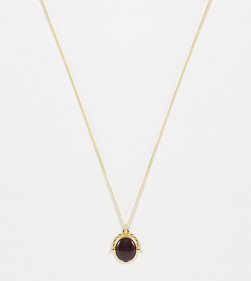 Serge DeNimes sterling silver red stone pendant in gold exclusive to ASOS