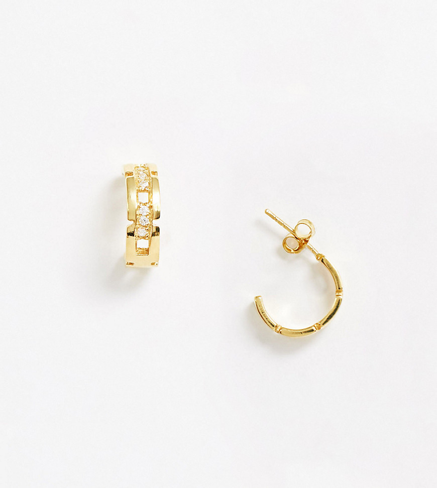 фото Серьги-кольца из позолоченного серебра с кристаллами asos design-золотой