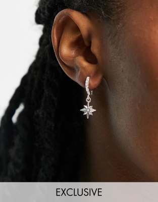 Украшения и часы  Asos Серьги-кольца из стерлингового серебра с подвеской в виде луны и звезд Reclaimed Vintage Inspired-Серебряный
