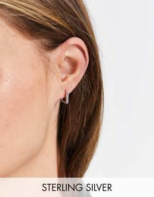 Украшения и часы  Asos Серьги-кольца квадратной формы из стерлингового серебра Kingsley Ryan-Серебряный