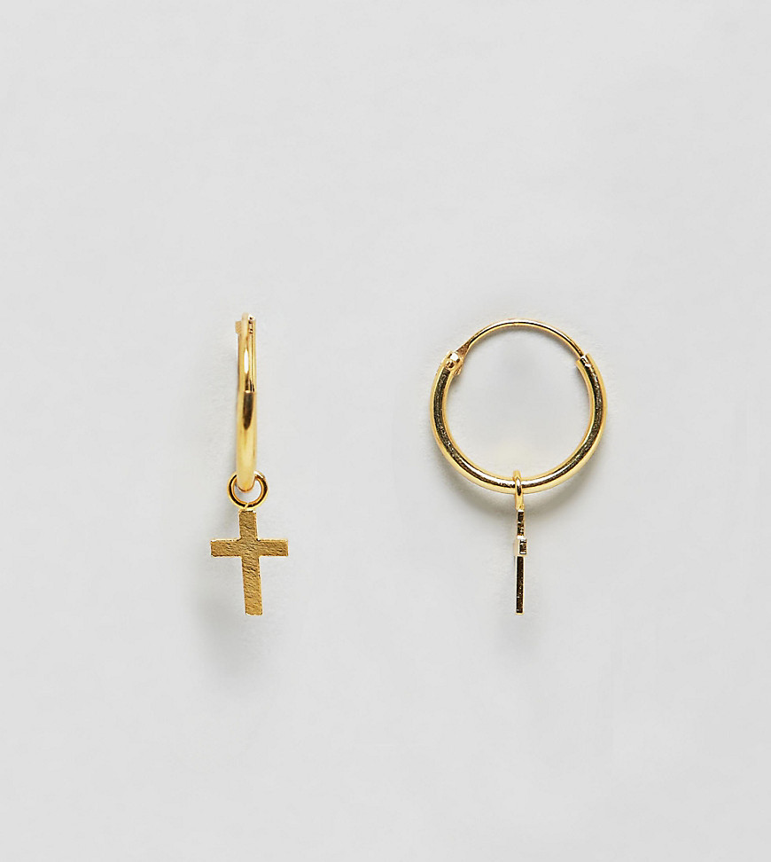 фото Серьги-кольца с крестиками из позолоченного серебра kingsley ryan-золотой