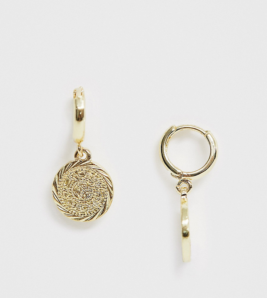 фото Серьги-кольца с круглыми подвесками reclaimed vintage-золотой