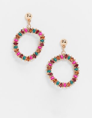 Серьги-кольца с подвесками и отделкой Accessorize-Многоцветный