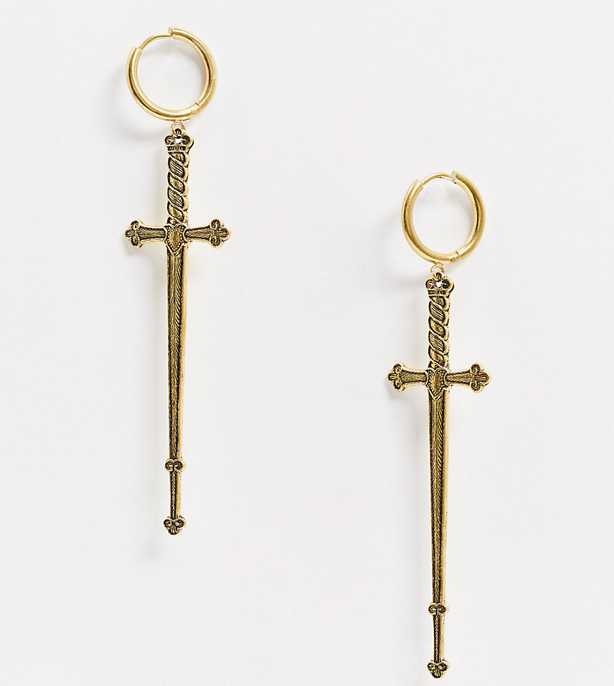 фото Серьги-кольца с подвесками-крестиками и позолотой 18 кт regal rose-серебряный