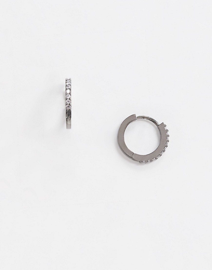 фото Серьги-кольца с серебряным покрытием и стразами orelia-серебряный
