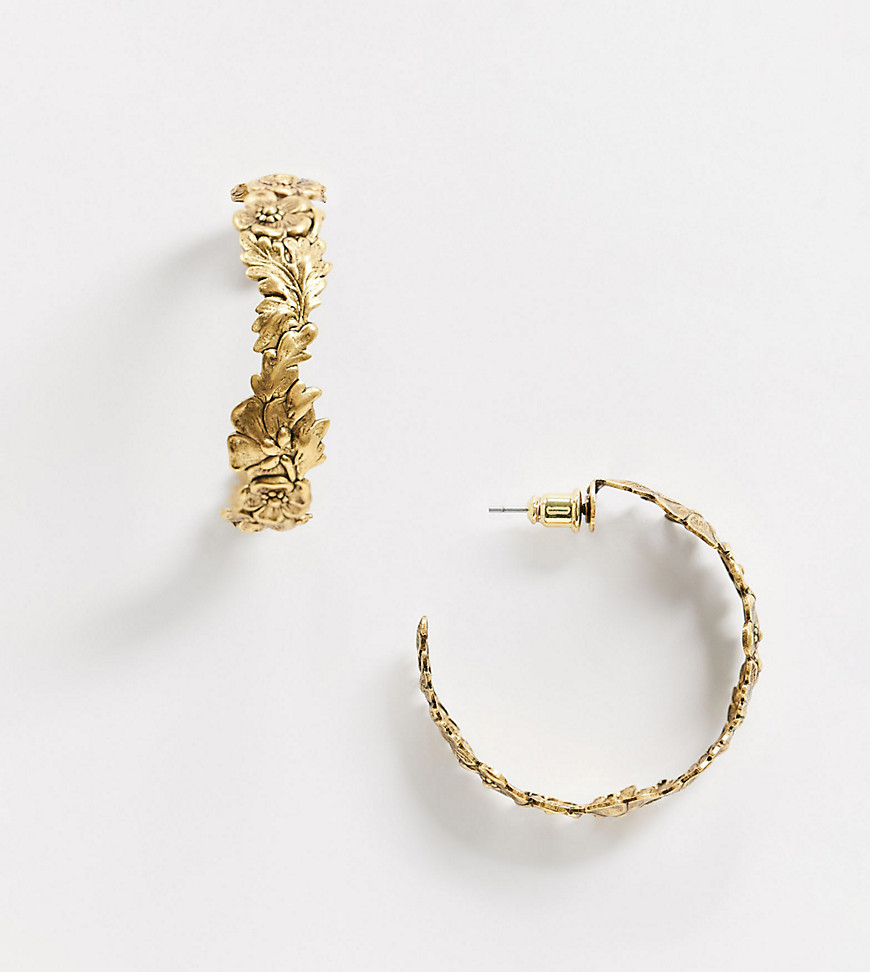 фото Серьги-кольца с цветочной отделкой и покрытием из 18-каратного золота regal rose-золотой