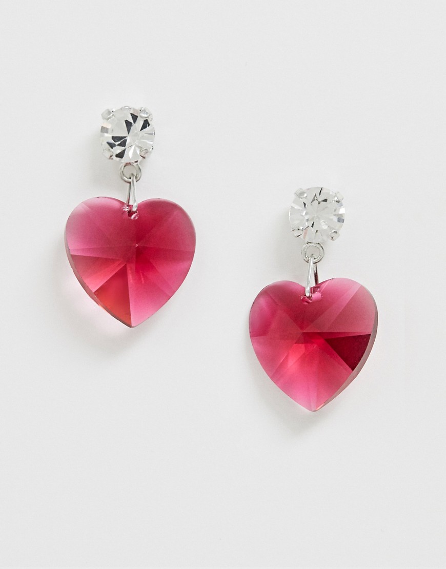 фото Серьги с кристаллами swarovski и подвесками-сердечками krystal london-розовый