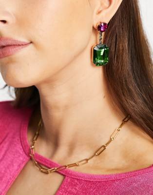 Украшения и часы  Asos Серьги с зелеными кристаллами Nali-Зеленый цвет