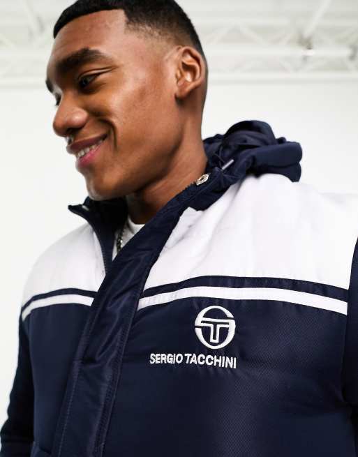 Sergio Tacchini blocked puffer with logo in navy