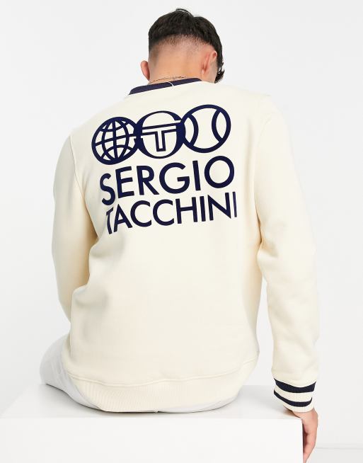 Sergio Tacchini – Bluza dresowa w kolorze ecru z nadrukiem na plecach