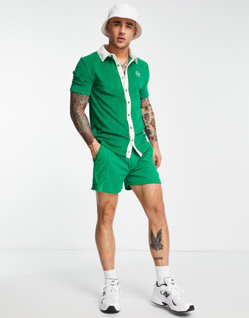 Sergio Tacchini button polo shirt in green ASOS