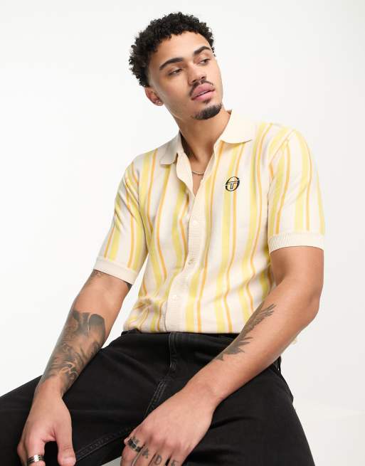 Sergio Tacchini - Ciccone - Gebreide polo met knopen en strepen in geel