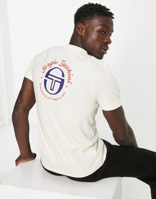 Sergio Tacchini 'everything you need to win' t-shirt with backprint in tan - exclusive to ASOS