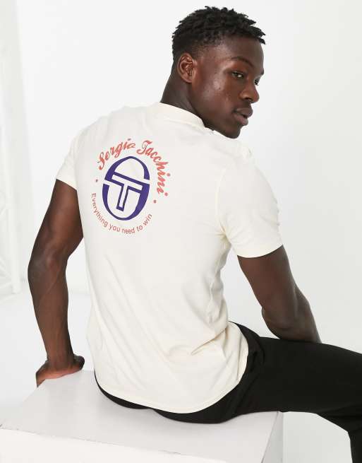 Sergio Tacchini 'everything you need to win' t-shirt with backprint in tan  - exclusive to ASOS