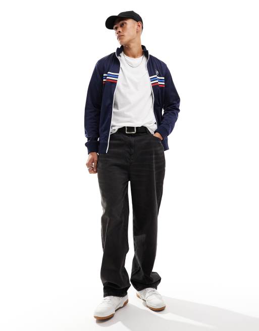 Sergio Tacchini full zip sweat with chest stripes in navy, 2 of 4
