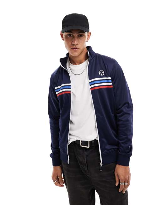 Sergio Tacchini full zip sweat with chest stripes in navy, 3 of 4