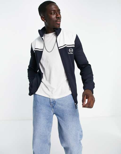 Sergio Tacchini - Giacca sportiva bianca e blu navy con zip , 3 di 4