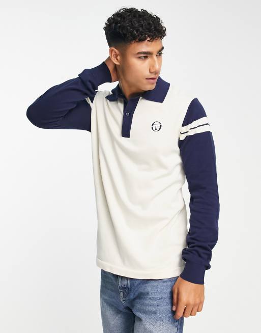 Sergio Tacchini – Gräddvit stickad pikétröja med logga
