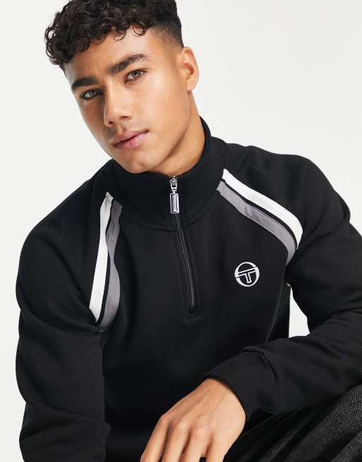 Sergio Tacchini half zip sweat with logo sweat in black ASOS