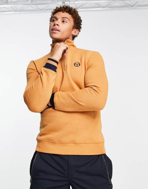 Sergio Tacchini half zip with back print sweatshirt in tan ASOS