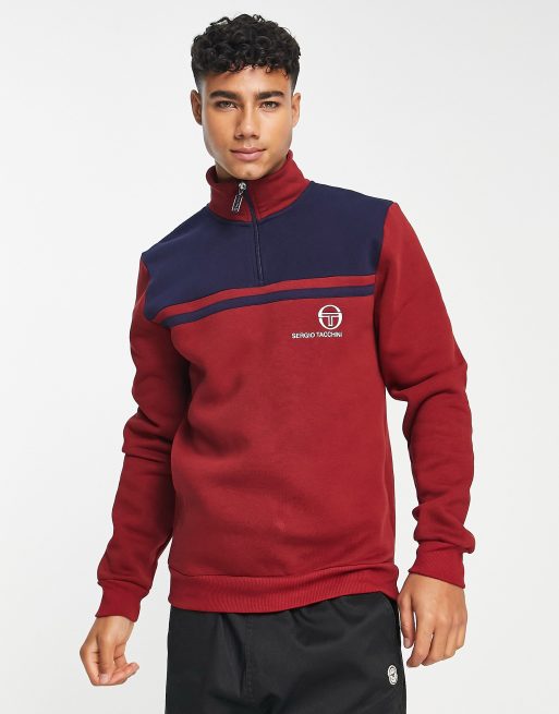 Sergio Tacchini half zip with logo sweat in red