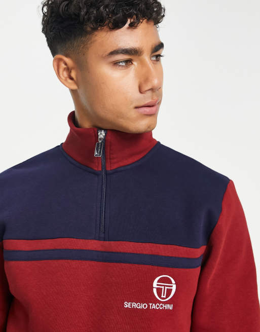 Sergio Tacchini half zip with logo sweat in red