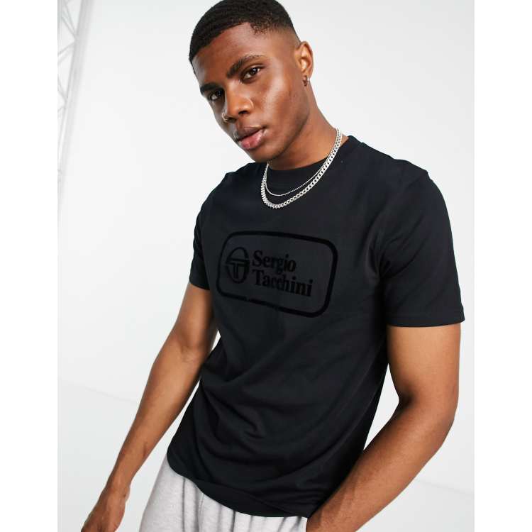 Sergio Tacchini large logo T shirt in black ASOS