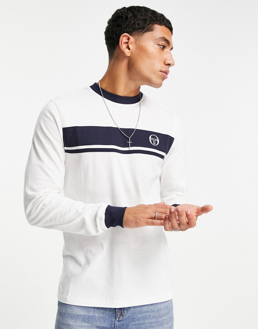 Sergio Tacchini long sleeve top with navy panel in white