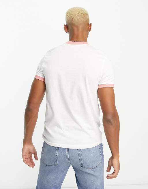 Sergio Tacchini – Masters – T-Shirt in Weiß und Rosa mit Streifen auf der Brust, 2 von 4