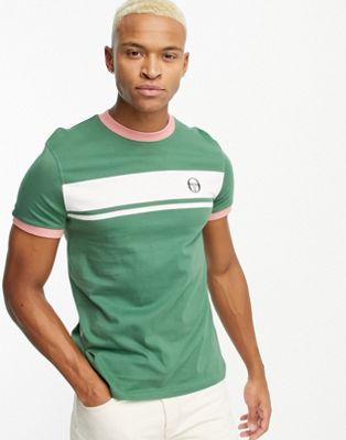 Sergio Tacchini Masters t-shirt with chest stripe in white and green - ASOS Price Checker