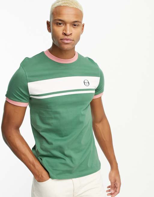 Sergio Tacchini Masters T shirt with chest stripe in white and