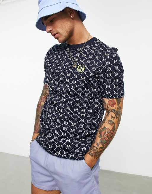 Sergio Tacchini monogram logo T shirt in navy