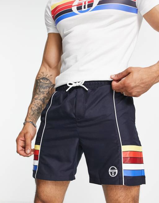 Sergio Tacchini - Shorts met veelkleurige strepen in marineblauw