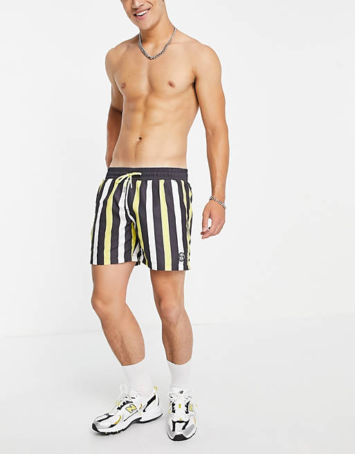 Swimwear Sergio Tacchini striped swim shorts in yellow 