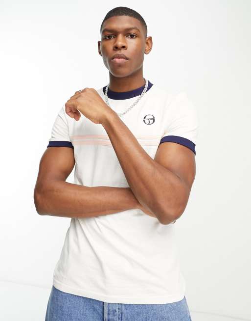 Sergio Tacchini Supermac t-shirt with chest stripe in cream