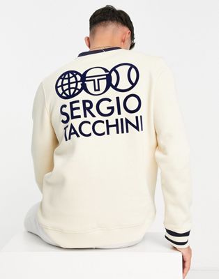 Sergio Tacchini Sweat With Back Print In Ecru-neutral