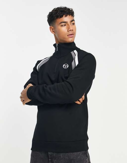 Sergio Tacchini - Sweater met halve rits en logo in zwart