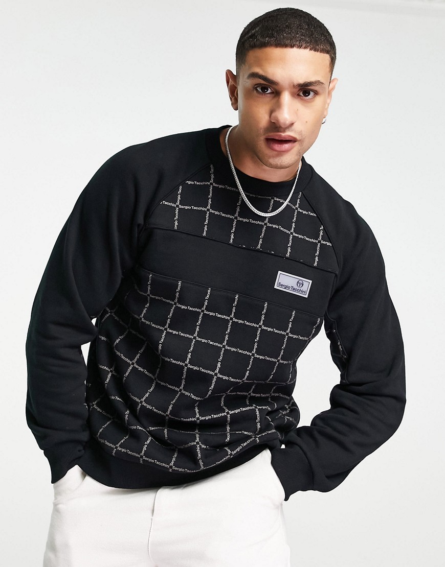 Sergio Tacchini sweatshirt with all over branding in black
