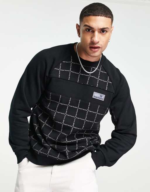 Sergio Tacchini sweatshirt with all over branding in black ASOS