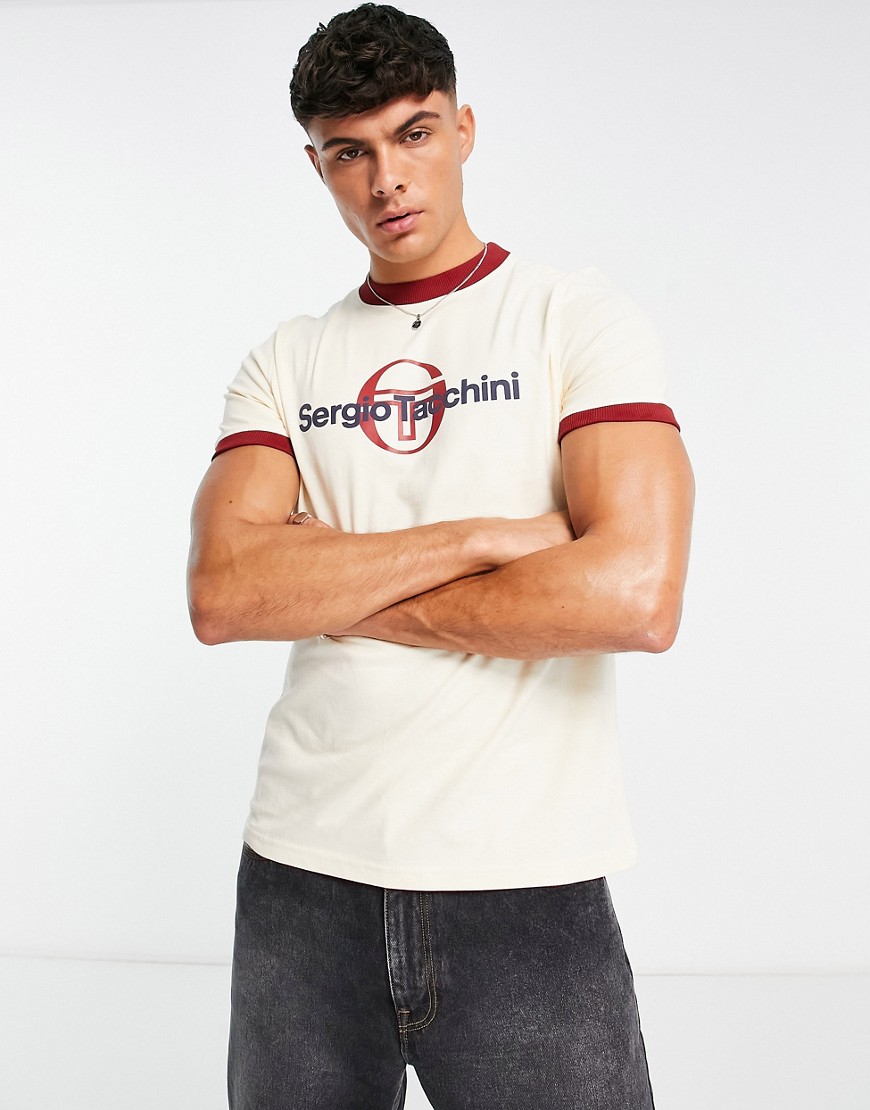 Sergio Tacchini t-shirt with large logo in ecru-Neutral