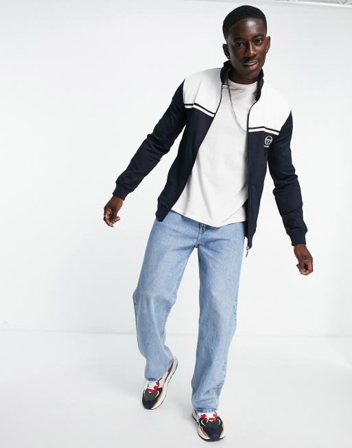Sergio Tacchini – Trainingsjacke in Weiß und Marineblau mit durchgehendem Reißverschluss , 4 von 4