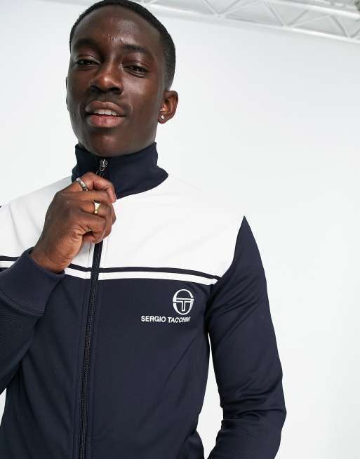 Sergio Tacchini zip thru track jacket in white and navy | ASOS