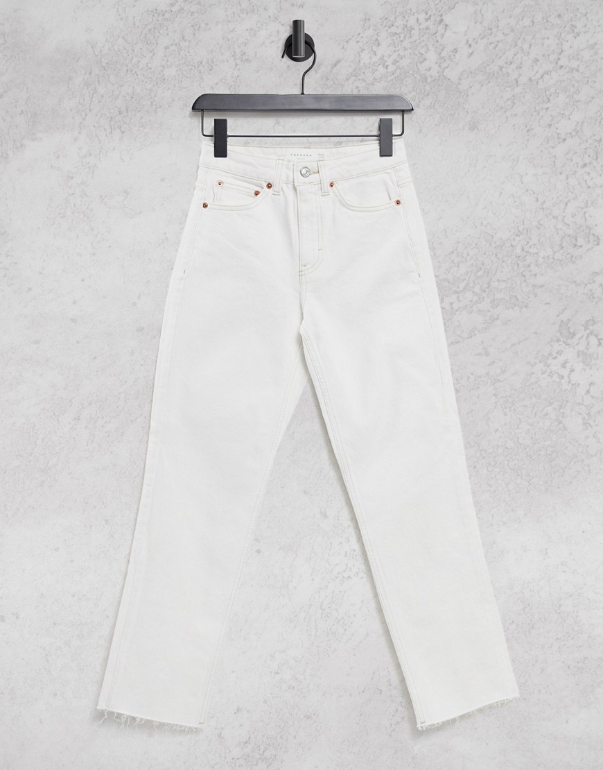 фото Серо-белые джинсы прямого кроя topshop-кремовый