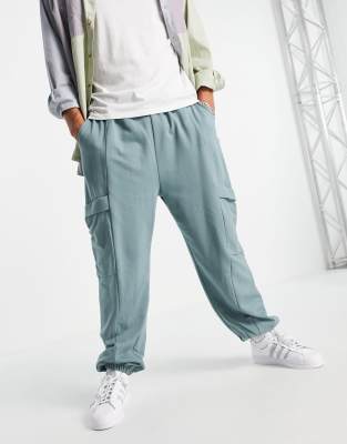 Брюки и чиносы Серо-голубые oversized-джоггеры с карманами ASOS DESIGN-Серый