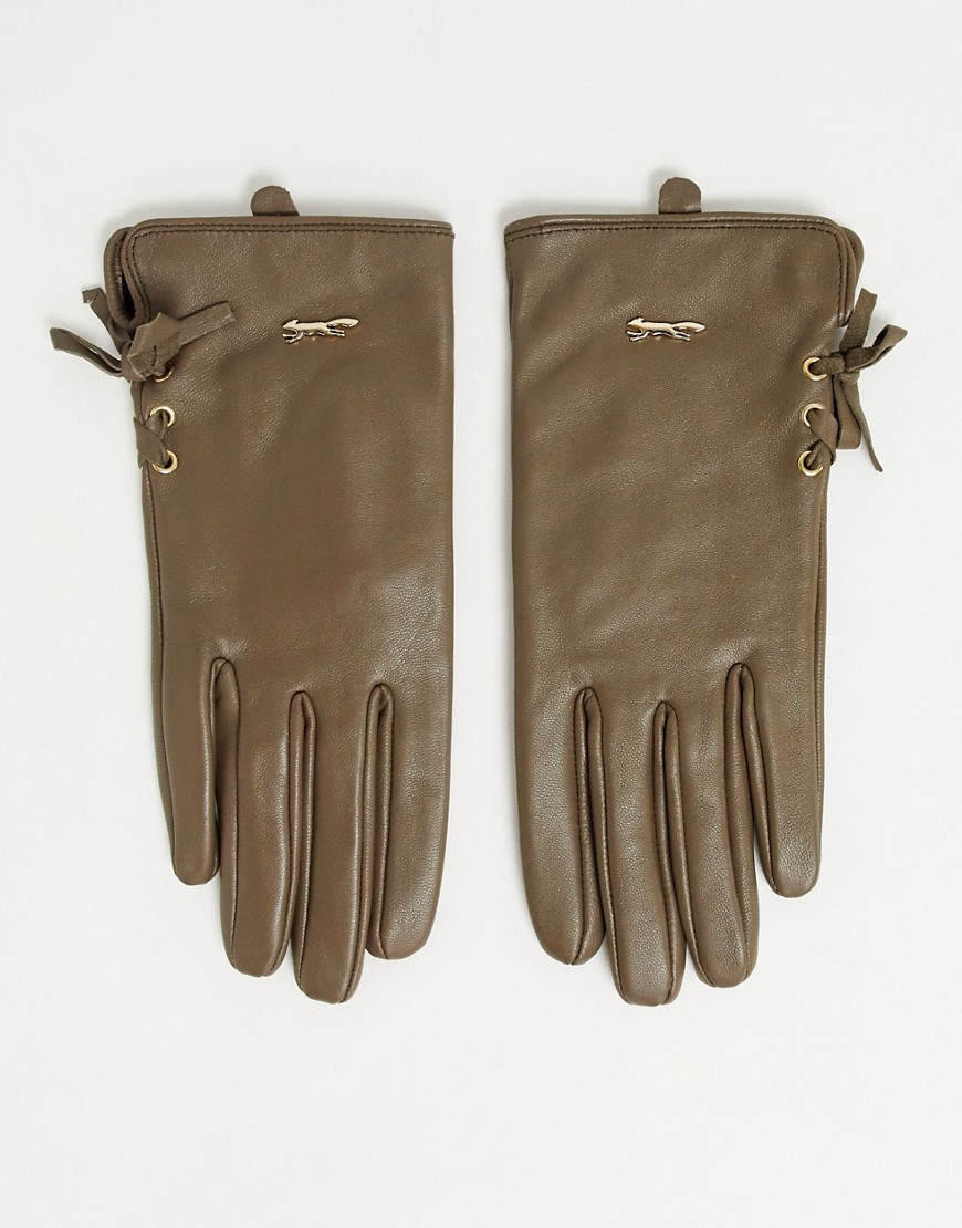 фото Серо-коричневые кожаные перчатки paul costelloe-бежевый