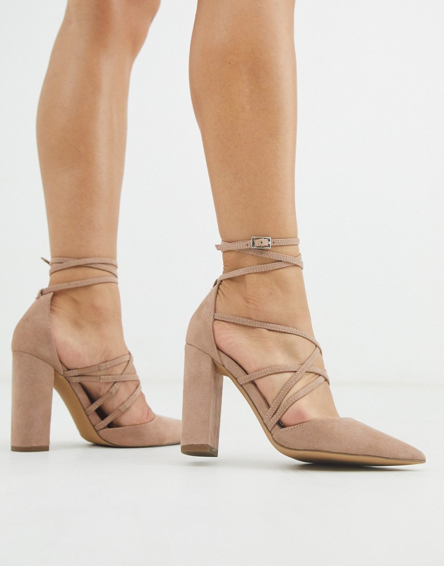 фото Серо-коричневые туфли на высоком каблуке asos design-бежевый