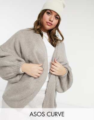 фото Серо-коричневый oversized-кардиган asos design curve-светло-бежевый asos curve