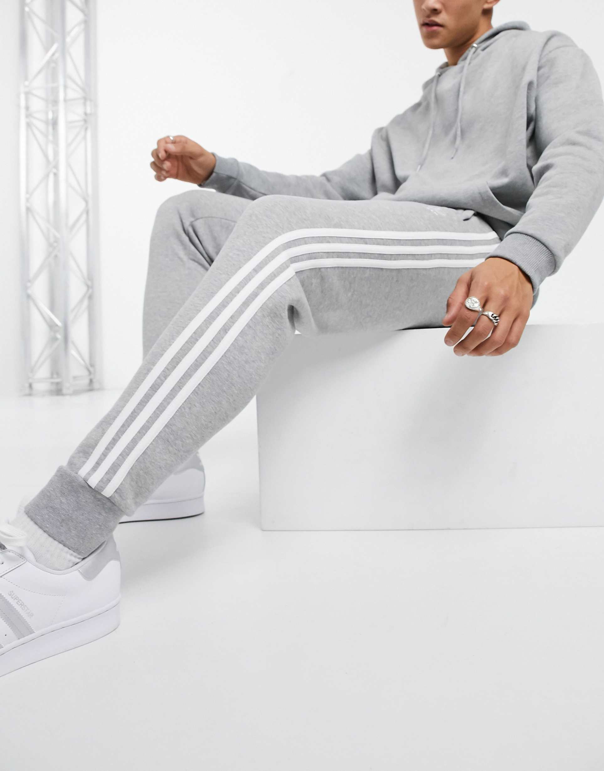 Костюм adidas three Stripes серый