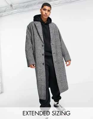 фото Серое пальто в клетку в стиле oversized asos design-серый